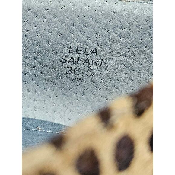 Rosegold Lela Safari Animal Print Heels Size 7 or 36.5 Calf Hair Wedge - Picture 9 of 9